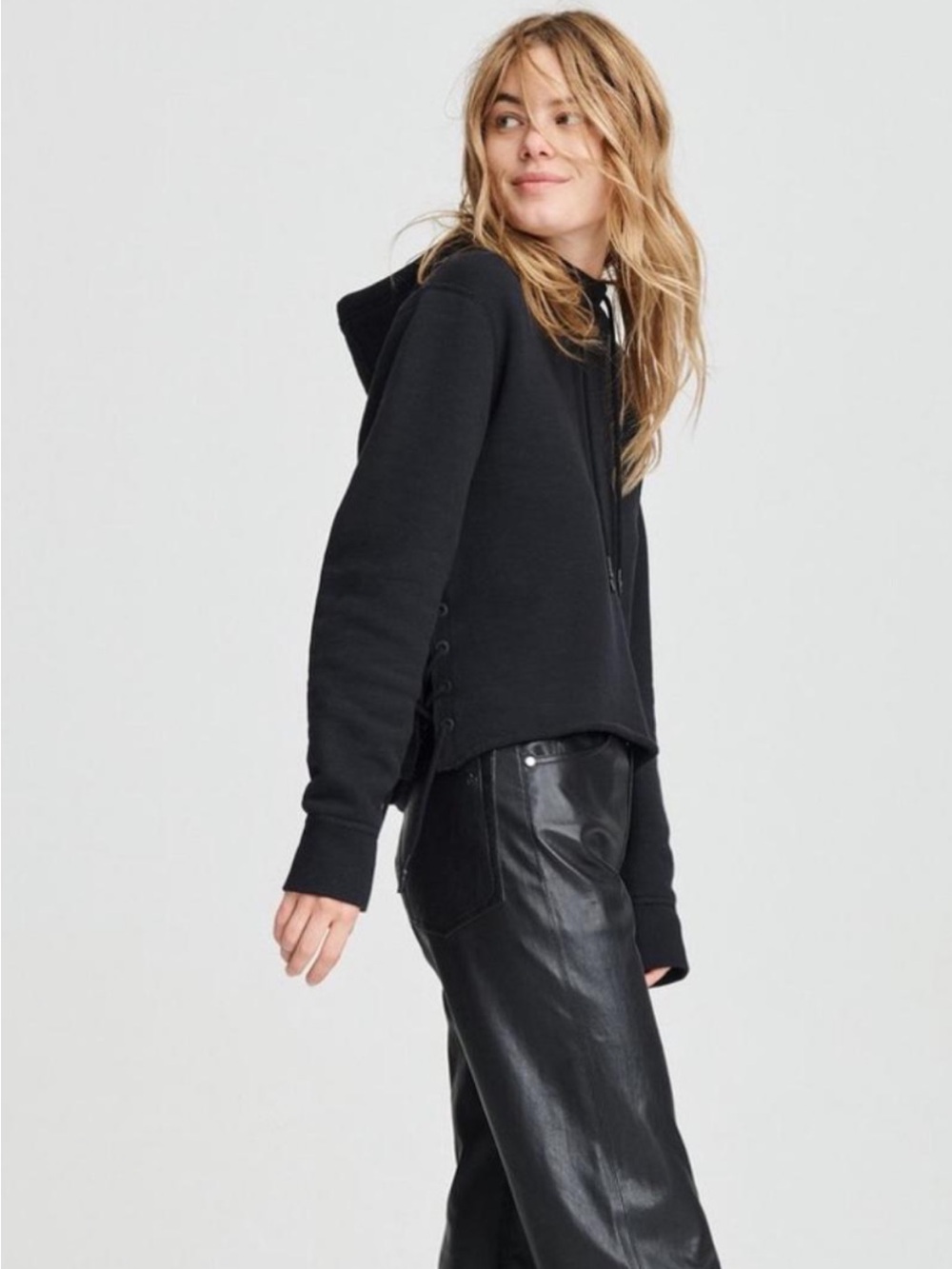 Rag & Bone Amelia lace up cropped hoodie